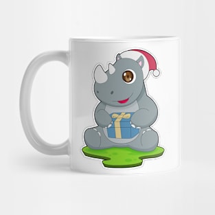 Rhino Christmas Santa hat Mug